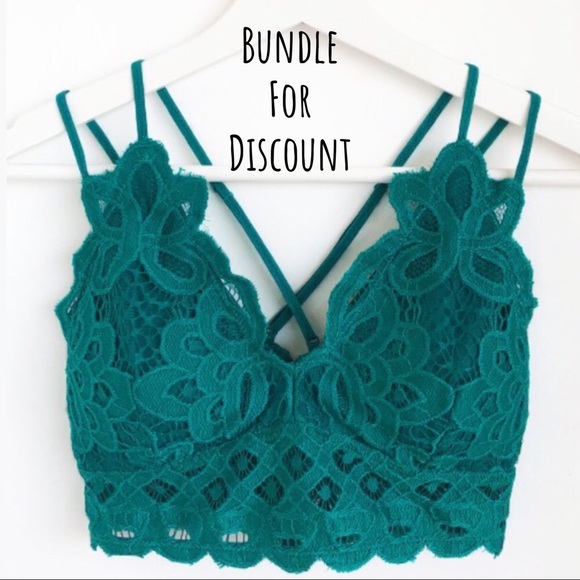 Turquoise Adjustable Double Strap Lace Bralette - Picture 7 of 7